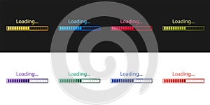 Set Loading icon isolated on black and white background. Progress bar icon. Vector