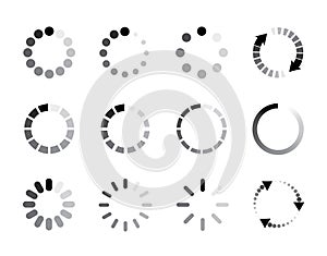 Set Loading icons. Load icon. Donload or upload status icon. Flat style - stock vector