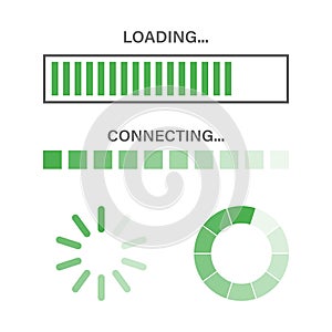 Set of loading process. Isolated vector internet load or buffering. Computer loading