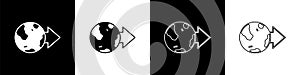 Set Location on the globe icon isolated on black and white background. World or Earth sign. Vector
