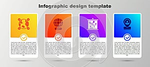 Set Location on the globe, Worldwide, Planning strategy concept and Worker location. Business infographic template