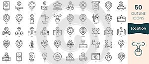 Set of location icons. Thin linear style icons Pack. Vector Illustration