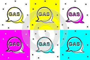 Set Location and petrol or gas station icon isolated on color background. Car fuel symbol. Gasoline pump. Vector