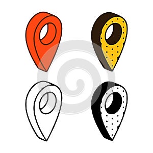 Set of location pins in different styles