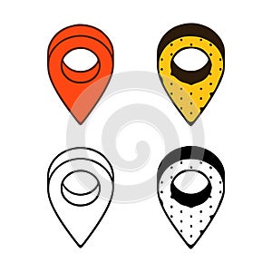 Set of location pins in different styles