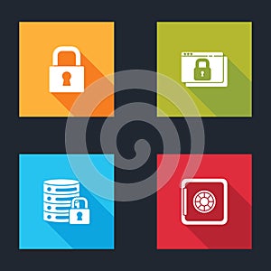 Set Lock, Secure your site with HTTPS, SSL, Server security lock and Safe icon. Vector