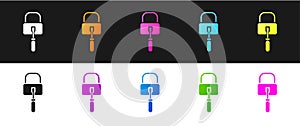 Set Lockpicks or lock picks for lock picking icon isolated on black and white background. Vector Illustration
