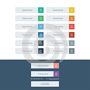 Set of login form line icons in modern flat design