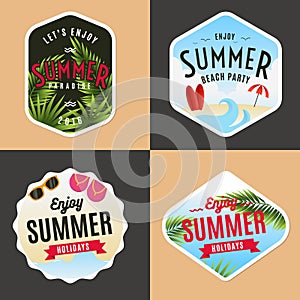 Set of logo, badges, banners, emblem and elements for summer holidays. Beach party.