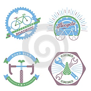 Set of logo badges and labels design for bicycle, pro bike, shop, equipment and club. Cycling typographic signs and icons