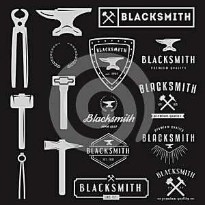 Set of logo for blacksmith, typographic logotype