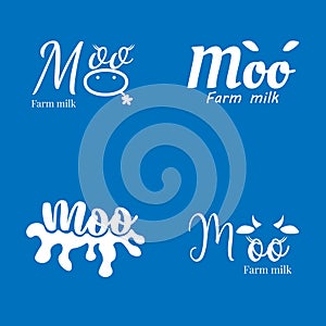 Set logo blue white for farm milk