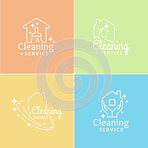 Set of Logo Cleaning Service