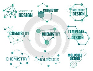 Set of logo with structure molecule.