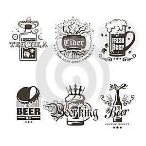 Set of logos of alcoholic beverages.