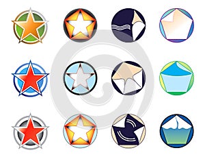 Set of logos on the basis of the star and circle
