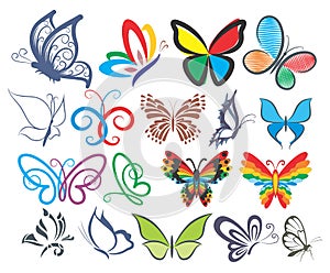 Set of logos of butterflies