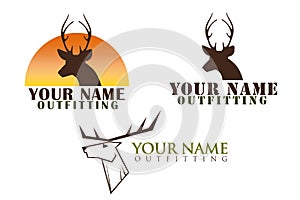 Set of logos with deer illustration