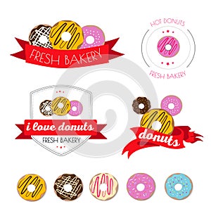 Set of logos donuts , coffee , snack , menu