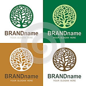 Set of logos with a round tree of life.