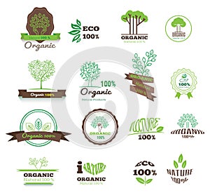 Set of logos, stamps, badges, labels for natural products, farms photo