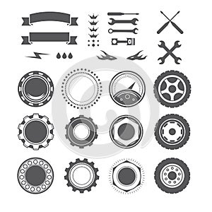 Set of logotype element for mechanic, garage, car repair, service photo