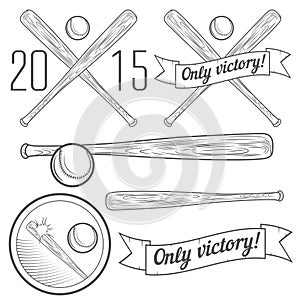 Set of logotypes with baseball bat