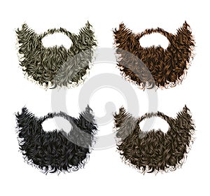 Set long curly beard and mustache different colors.