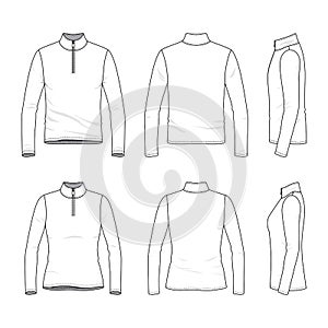 Set of long sleeved t-shirt with zipper.