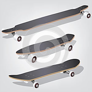 Set longboards and skateboards