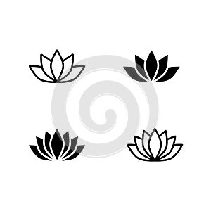 Set of lotus flower icons vector. Can be used web and mobile for yoga meditation logo. Vector floral labels for Wellness industry