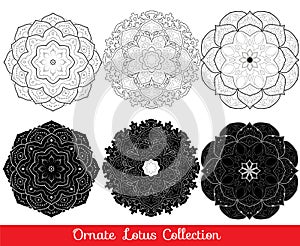 Set of lotus mandala sun collection