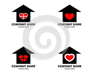 Set of Love House Logo Design Template