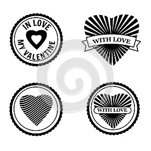 Set Love icon Happy Valentine day Heart stamps. Symbol vector isolated