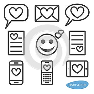 Set of love message icons