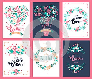 Set love and romantic cards.