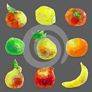 Set of low poly fruits