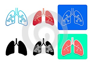 Set of lung icons and symbol in vector art design