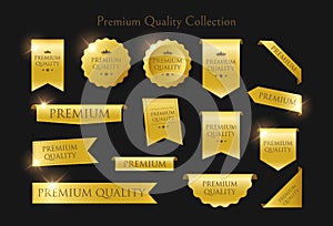 Set of golden premium tags