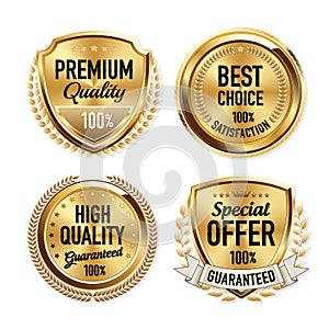 Set of Luxury Gold Quality Badges.