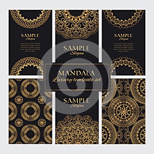 Set of luxury golden oriental decorative ornaments and patterns for identity, web and prints