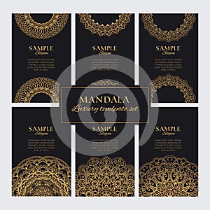 Set of luxury golden ornate frames and ornaments for identity, web and prints