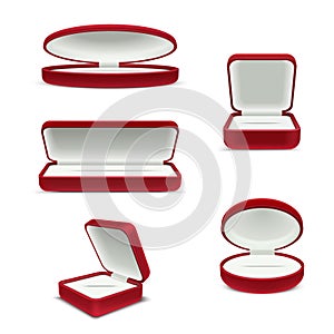 Set luxury red velvet opened gift jewelry boxes classic compact package for accessories bijouterie