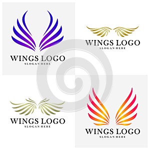 Set of Luxury Wings Logo Design Vector Template. Icon Symbol. Illustration