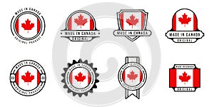 set of made in canada logo outline vector illustration template icon graphic design. bundle collection of flag country with