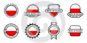 set of made in poland logo outline vector illustration template icon graphic design. bundle collection of flag country with