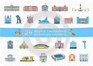 Set of Madrid city buildings and monuments