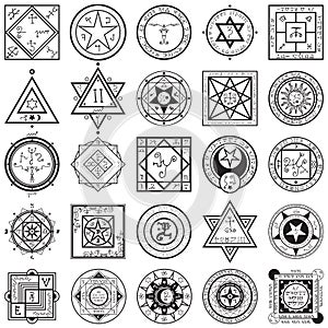 Set of Magic and Alchemy Sigils Vectors photo