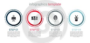 Set Magic ball on table, Stacks paper money cash, Tree and Magician hat and rabbit. Business infographic template