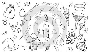 Set of magic doodle elements